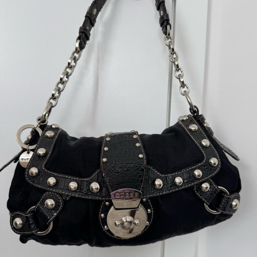 Guess Black Studded Shoulder Bag
